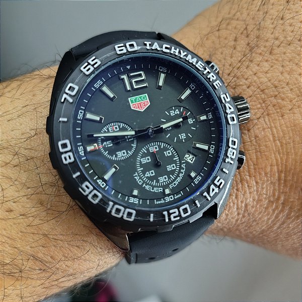 Tag Heuer Carrera Automático formula 1 Pulseira de Borracha Preto 47MM A Prova D'água