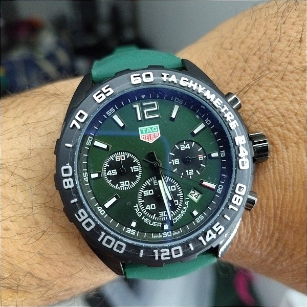 Tag Heuer Carrera Automático formula 1 Pulseira de Borracha Verde 47MM A Prova D'água