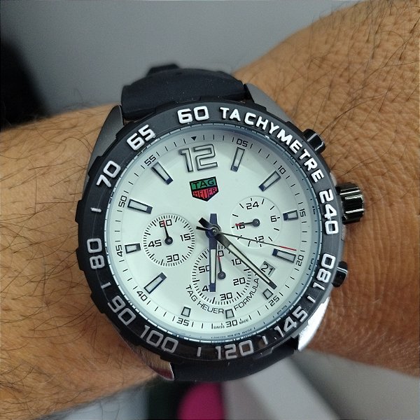 Tag Heuer Carrera Automático formula 1 Pulseira de Borracha Preto 47MM A Prova D'água