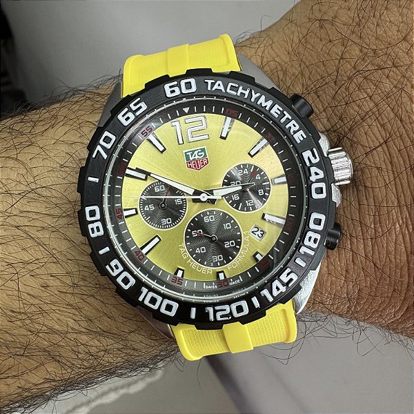 Tag Heuer Carrera Fórmula 1 pulseira de borracha Amarelo 47MM