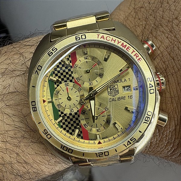 Tag Heuer Carrera Calibre 16 Formula 1 Dourado Em Aço 47MM
