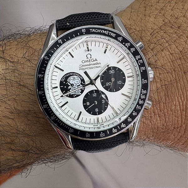 Ômega Speedmaster Snoopy Tradicional Pulseira de Nylon Preto 50MM