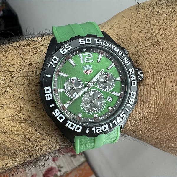 Tag Heuer Carrera Fórmula 1 pulseira de borracha Verde 47MM