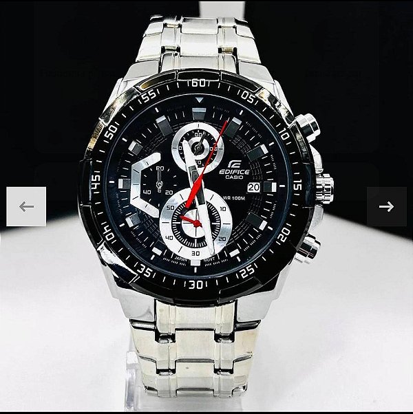 Casio Edifice Em Aço EF-539D Prateado/Preto 45MM A Prova D'Água