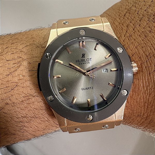 Hublot Geneve Pulseira de Borracha Dourado 50MM