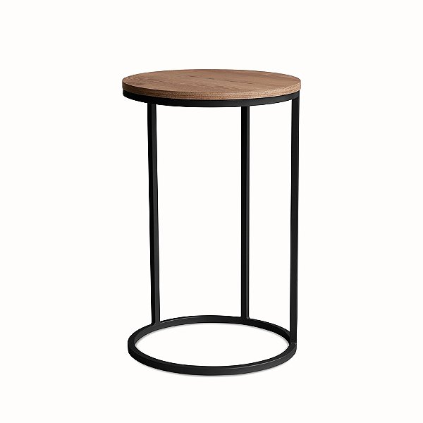 Mesa Lateral Preta Com Tampo Antíqua