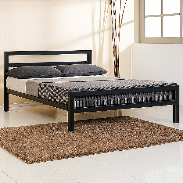 Cama de Ferro Lara Preta Reforçada Para Colchão King 1,86x1,98
