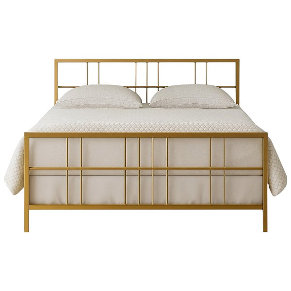 Cama de Ferro Lis Moderna Dourada Tamanho Queen 1,58x1,98
