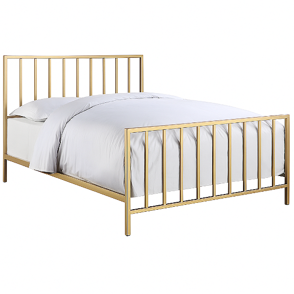 Cama de Ferro Nina Dourada de Viúva Colchão de 1,28x1,88