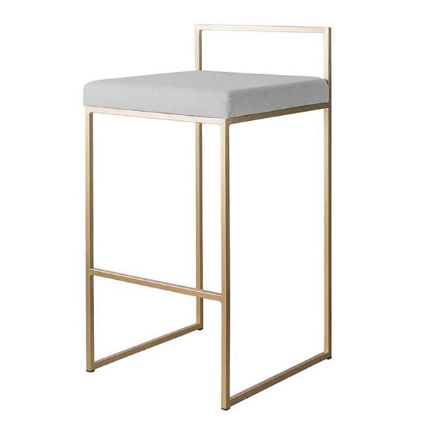 Banqueta Lis Dourado com Assento em Linho Cru 50cm de Altura