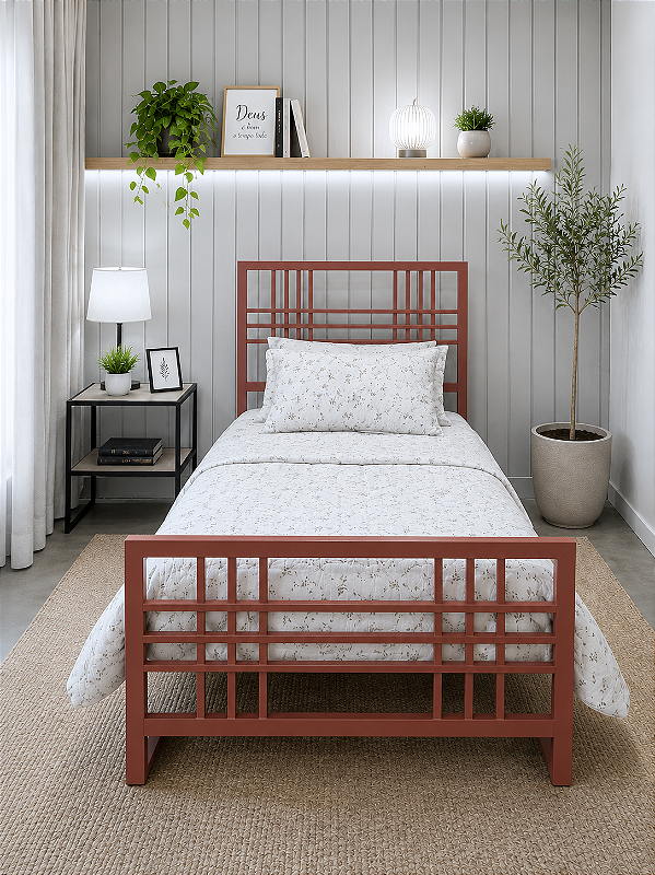 Cama de Ferro Meryn Solteiro para Colchão 1,88x88
