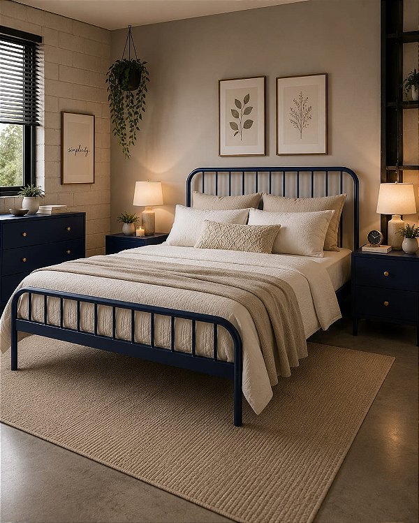 Cama de Ferro Diana de Casal 1,38x1,88 com peseira mais baixa