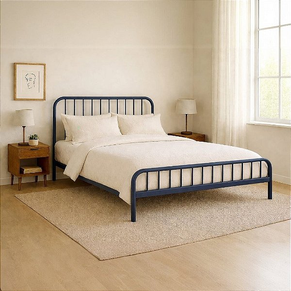 Cama de Ferro Diana de Casal 1,38x1,88 com peseira mais baixa