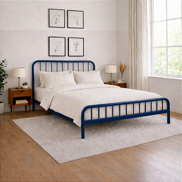 Cama de Ferro Diana King 1,86x1,98 com peseira mais baixa