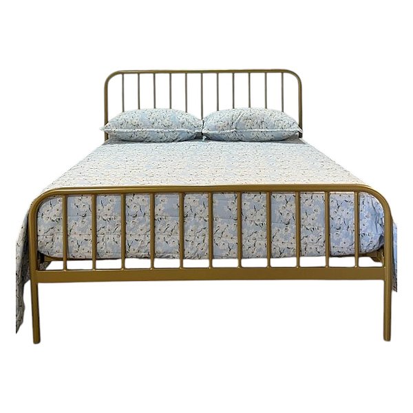 Cama de Ferro Diana de Casal Dourada 1,38x1,88 com 30cm do Chão