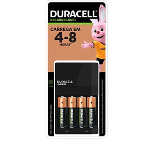 Carregador De Pilhas Duracell C/4 Pilhas AA 2500mah