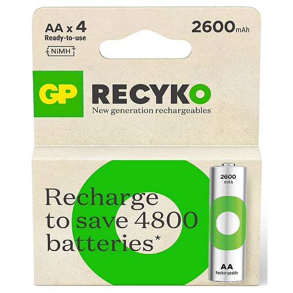 Pilha GP Recarregável ReCyko AA 4pcs 2600mAh GP270AAHCER21-2TLB4