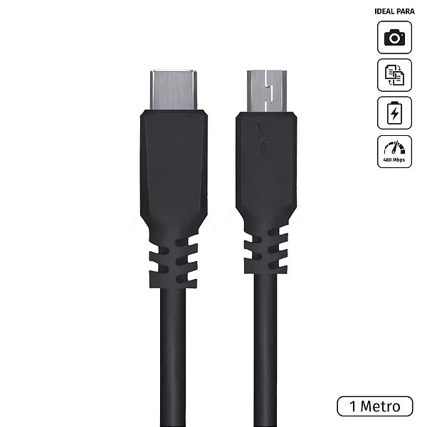 Cabo Pucmbp-1 para Câmeras USB C para Mini USB 2.0 5Pin 1M