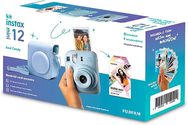 Kit Câmera Instantânea Fujifilm Instax Mini 12 Azul Candy