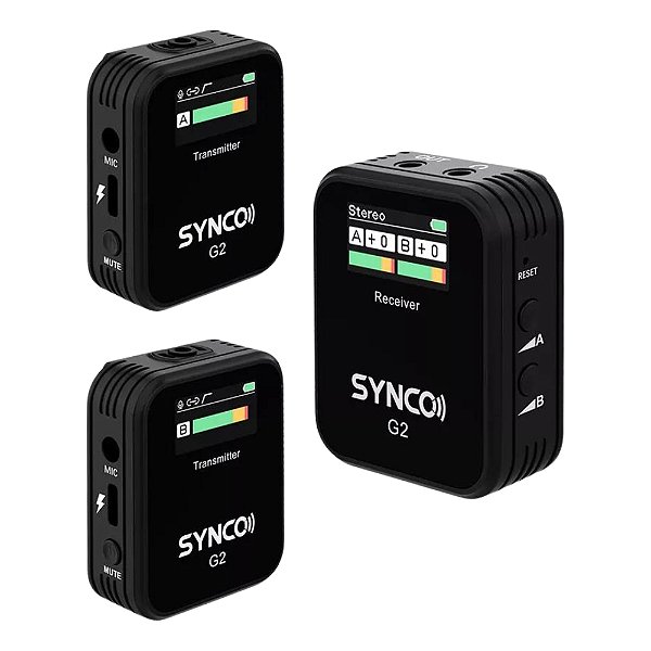 Microfone Duplo Sem Fio SYNCO G2A2 Para Câmeras