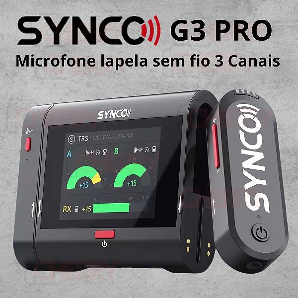 Microfone Duplo Sem Fio SYNCO G3 PRO Para Câmeras e Smartphones