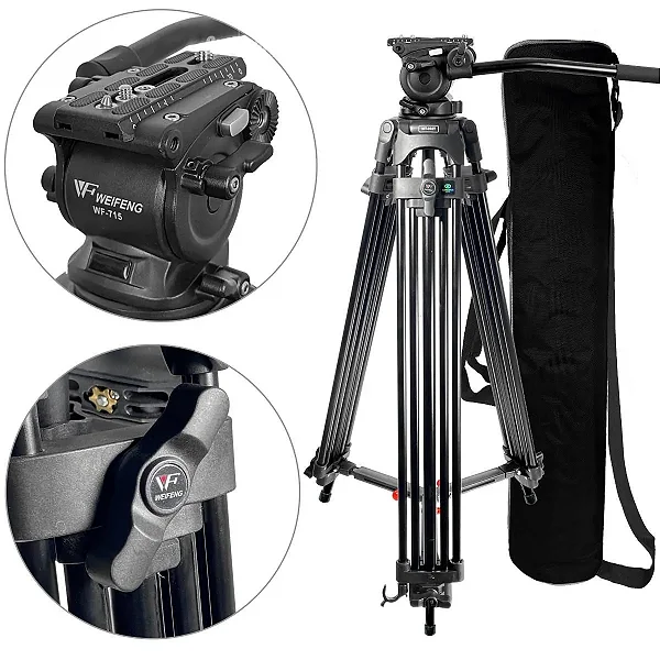 Tripé Weifeng Profissional Vídeo WF-715 Cabeça Hidráulica