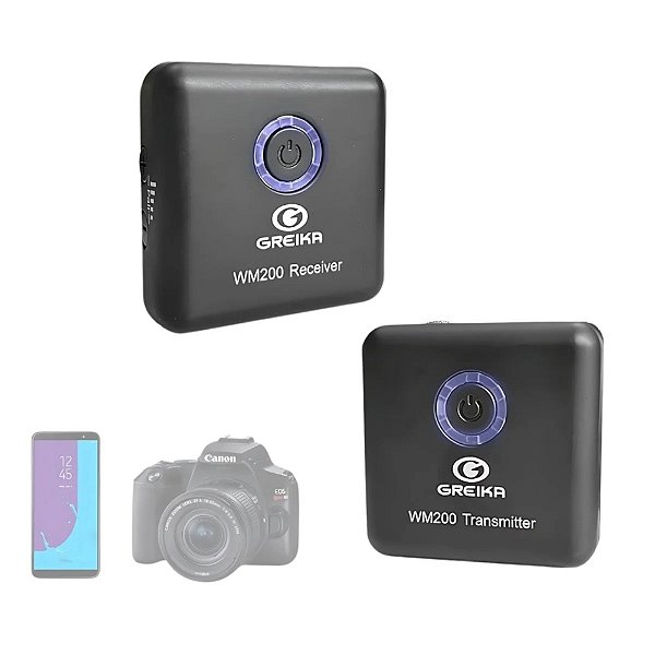 Microfone De Lapela Greika WM-200 Ultra-compacto Para Celulares E Câmeras