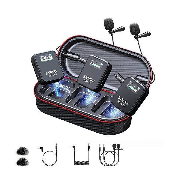 Microfone Duplo Sem Fio Synco G2-A2 Pro Para Câmeras E Smartphones