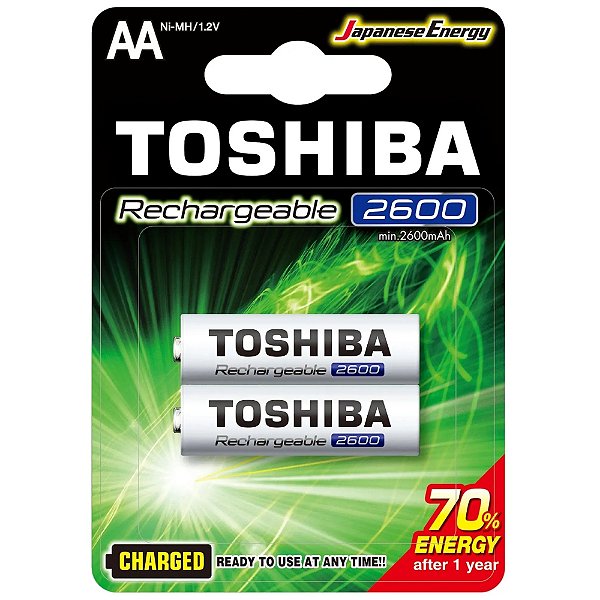 Pilha Toshiba Recarregável AA 2pcs 2600mAh TNH6GAE