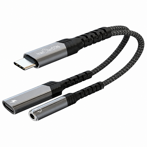Cabo transferCON USB C - Adaptador Áudio Fone/MIC Saida P2 e PD60w