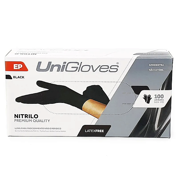 Luva Nitrílica BLACK PREMIUM - EP - UNIGLOVES