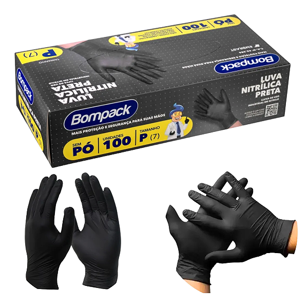 Luva Nitrílica P Preta 100 und BOMPACK
