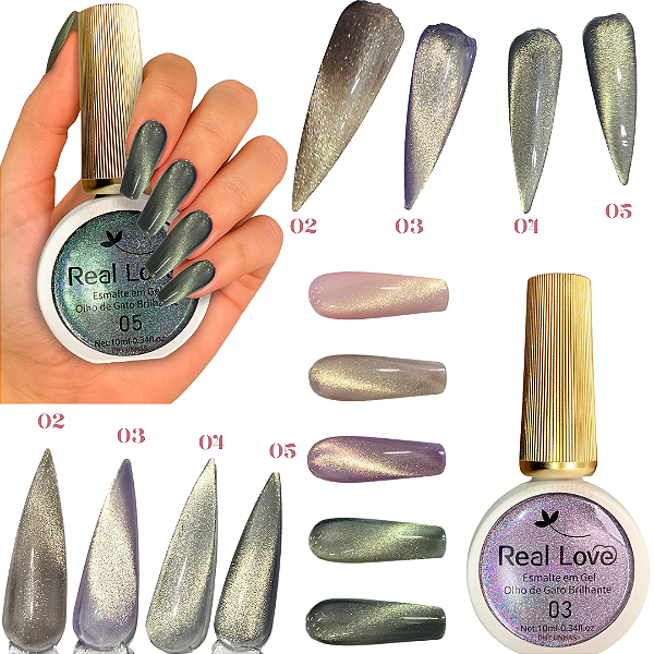 Esmalte Gel Olho de Gato Brilhante 10ml REAL LOVE