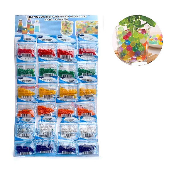Cartela Bolinhas de gel que crescem na água 72g