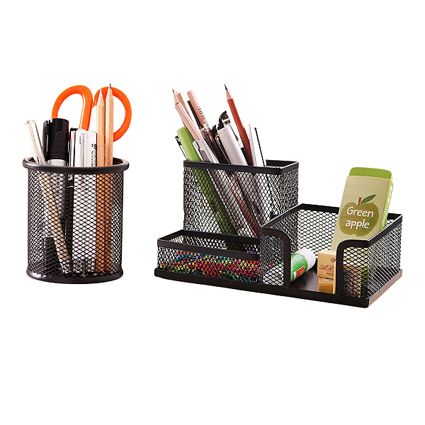 Organizador de mesa escritorio + porta lapis canetas objetos kit
