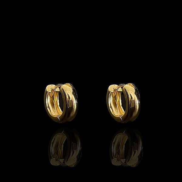 PAR DE BRINCO ARGOLA LISA  - BANHADO A OURO 18K