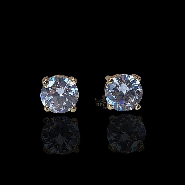PAR DE BRINCO SOLITÁRIO ZIRCÔNIA PREMIUM - 5MM - BANHADO A OURO 18k