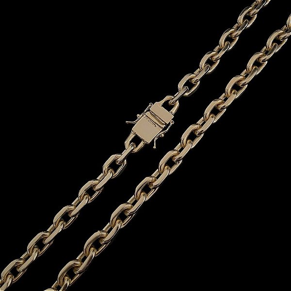 CORRENTE CADEADO (13mm)- 70cm  FECHO COM MARCAÇÃO 750 - BANHADO A OURO 18k