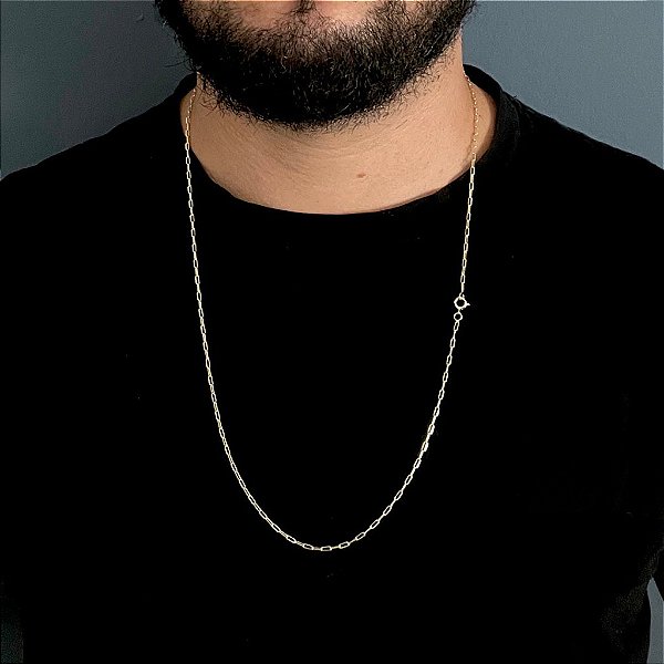 CORRENTE CADEADO (1.8mm - 7G) 70/60cm) - BANHADO A OURO 18k
