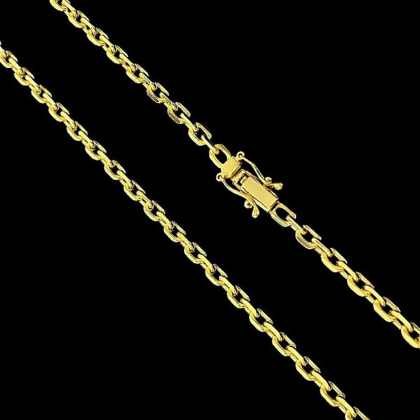 CORRENTE CADEADO( 5mm- 70cm) FECHO COM MARCAÇÃO 750 - BANHADO A OURO 18k