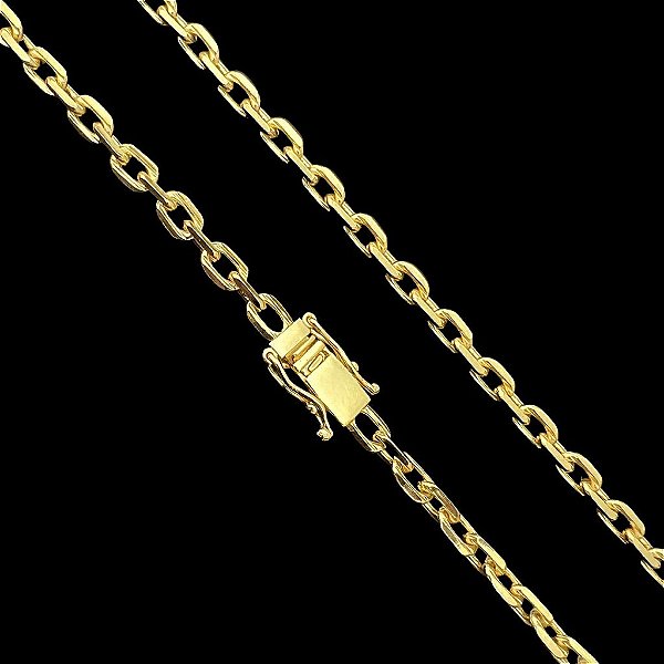 CORRENTE CADEADO (7mm- 70cm) FECHO COM MARCAÇÃO 750 - BANHADO A OURO 18k