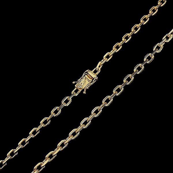 CORRENTE CADEADO (7mm- 70cm) FECHO MÃO ORANDO - BANHADO A OURO 18k