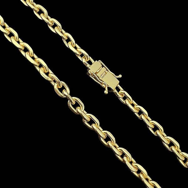 CORRENTE CADEADO (8mm -98G)-70CM  - FECHO COM MARCAÇÃO 750 -  BANHADO A OURO 18k
