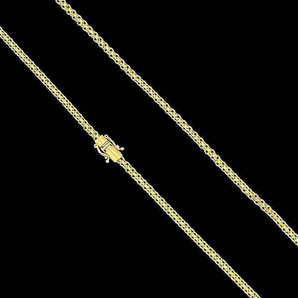 CORRENTE CADEADO DUPLO SOLDADO (3MM - 15G) - 60 CM - FECHO COM MARCAÇÃO 750 - BANHADO A OURO 18k