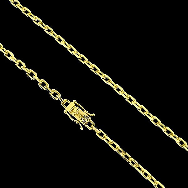 CORRENTE CADEADO COM FECHO NOSSA SENHORA ( 70cm- 7mm) - FECHO COM MARCAÇÃO 750 - BANHADO A OURO 18K