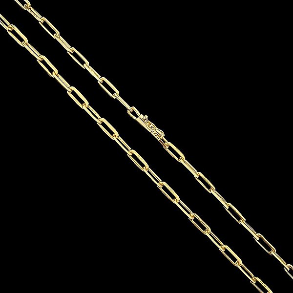 CORRENTE CARTIE( 6mm - 68G) - 70cm - COM FECHO CANHÃO - BANHADO A OURO 18K