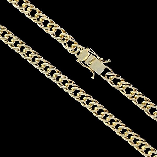 CORRENTE LACRAIA (10mm- 70cm) - FECHO COM MARCAÇÃO 750 -  BANHO DE OURO 18K