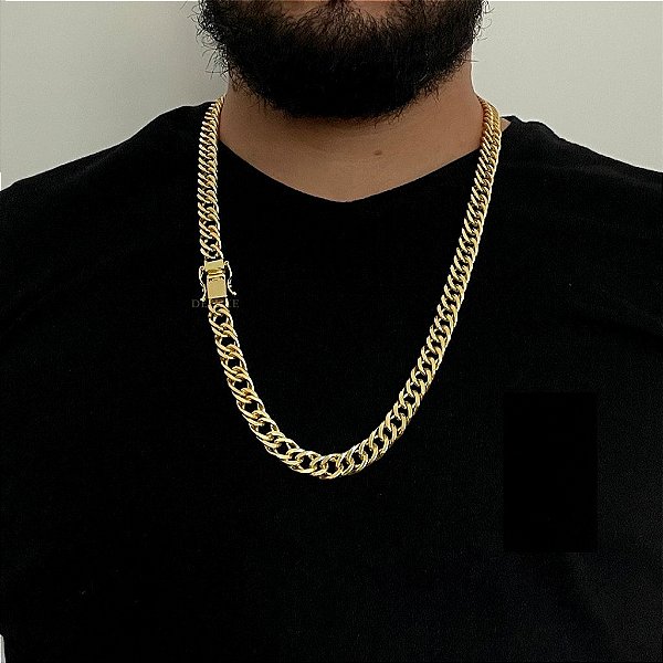 CORRENTE LACRAIA (13mm -70cm) FECHO COM MARCAÇÃO 750 - BANHADO A OURO 18K
