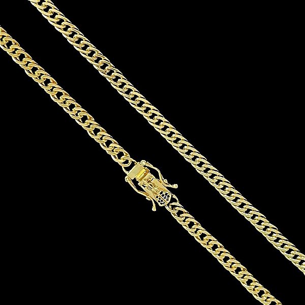 CORRENTE LACRAIA COM SANTA NOSSA SENHORA( 70cm- 7mm) FECHO COM MARCAÇÃO 750 - BANHO DE OURO 18K