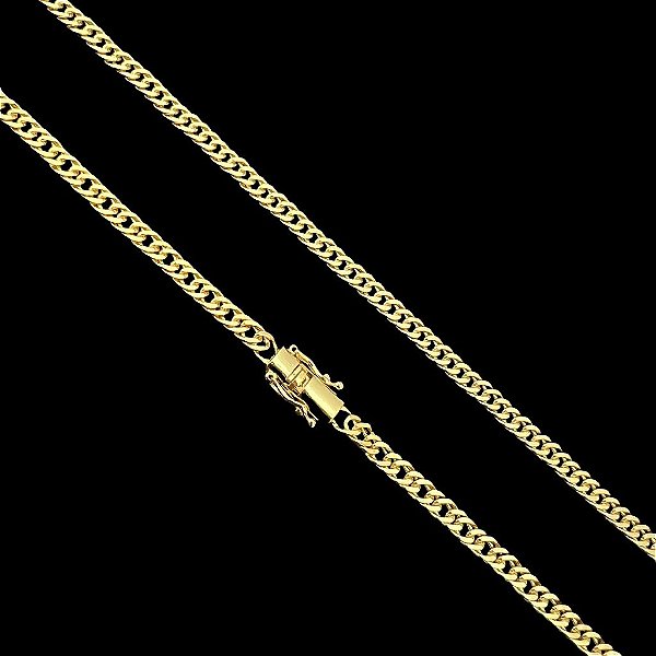 CORRENTE LACRAIA (  4mm- 70cm) FECHO COM MARCAÇÃO 750 -  BANHADO A OURO 18K.